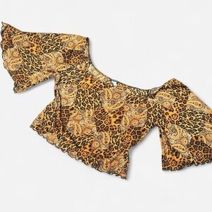 Vintage 90s Whimsigoth, Leopard And Paisley Crop Top, Sheer, Size Large